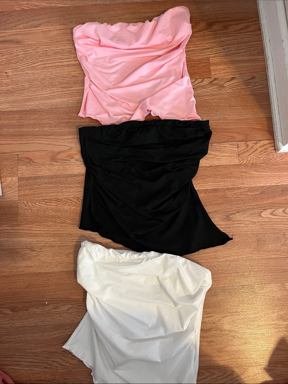 SHEIN Strapless Tube Tops in Pink, Black & White - 3-Pack